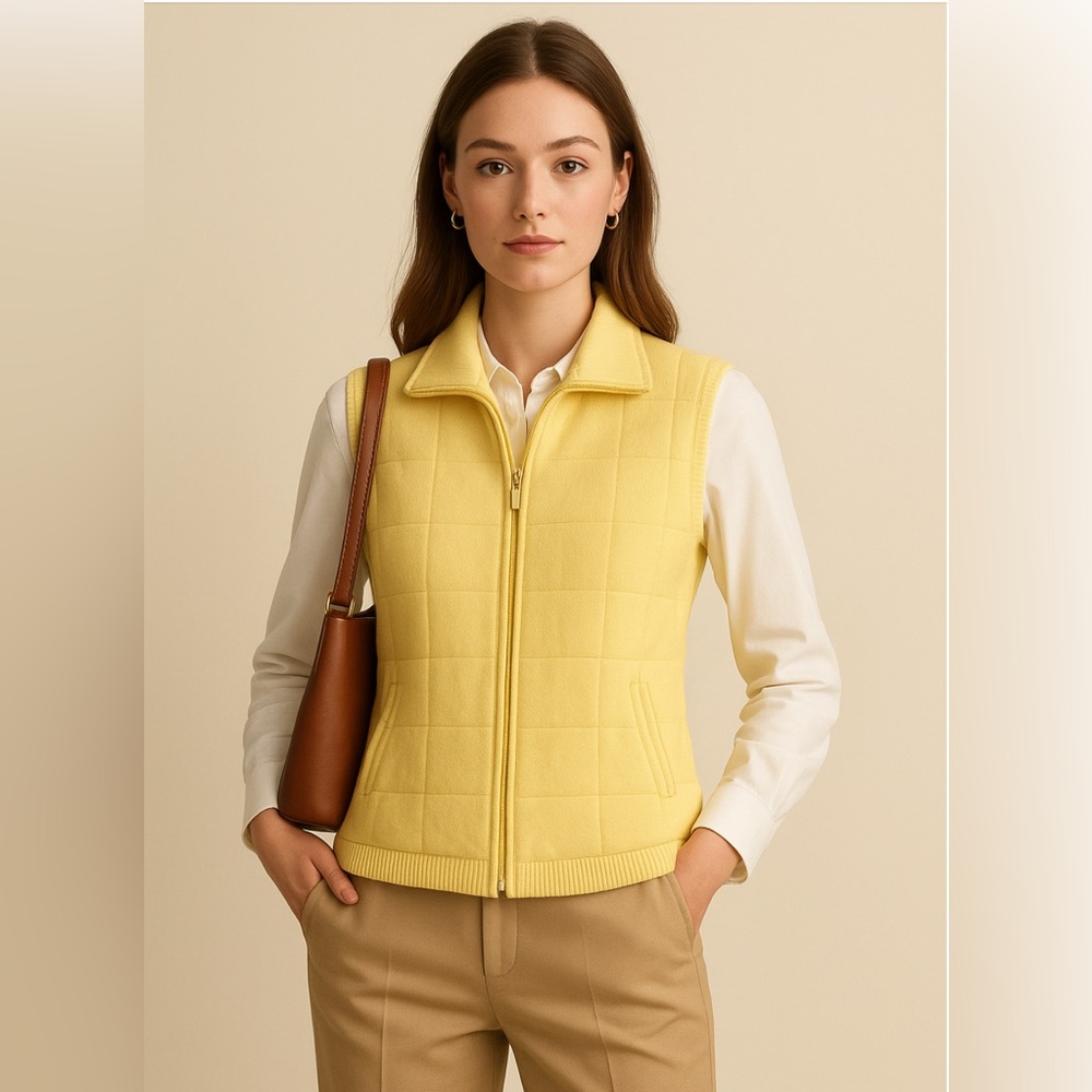 VTG Marshall Fields Cashmere Sweater Vest Pockets Retro Unique XL Zipper FLAW